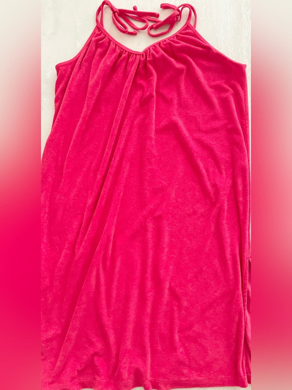 Old Navy Women's Size XXL Tie-Shoulder V-Neck Terry Midi Swing Dress Pink